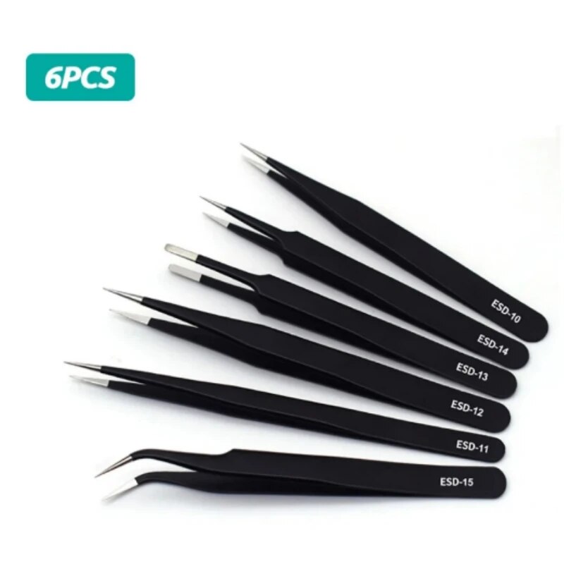 Jewelry Making Tool Kit - Stainless Steel Curved Straight Black Tweezer