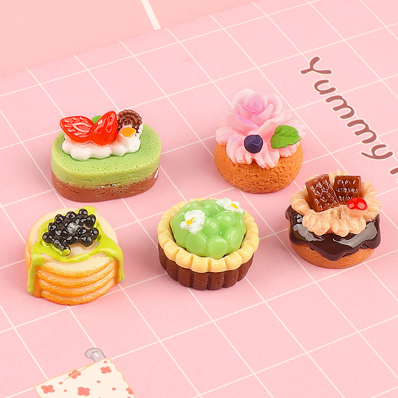 5pcs Cute Mini Fruit Cake Resi - đánh giá và giá Jewelry Making Desk
