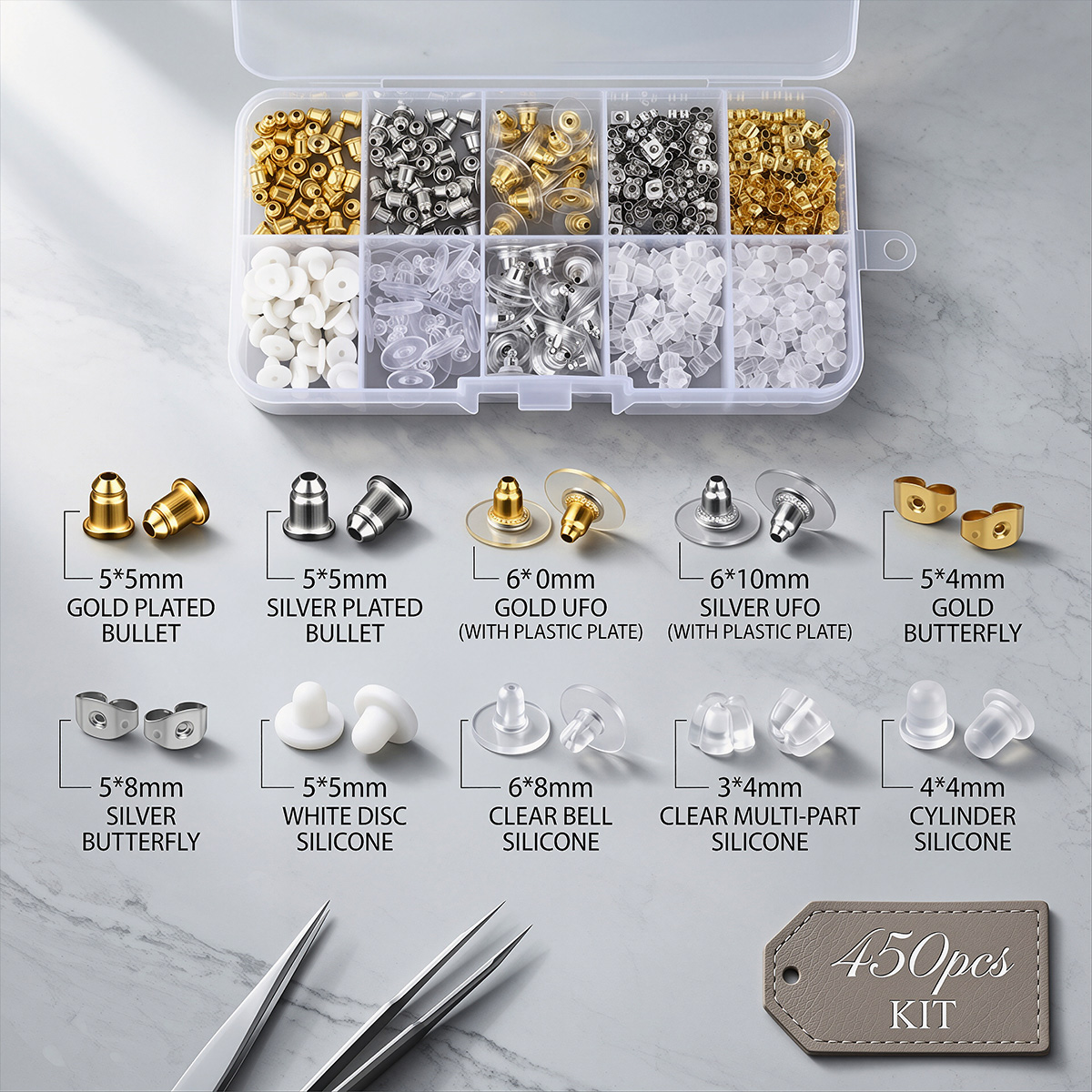 450pcs Silicone & Metal Earrin - đánh giá và giá Jewelry Making Organizer
