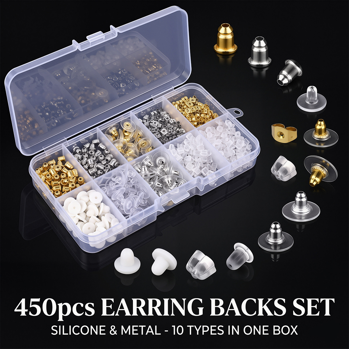 450pcs Silicone & Metal Earrin - đánh giá và giá Jewelry Making Organizer